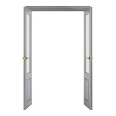 Interroom door isolated on white background. 3D rendering.