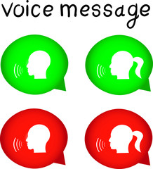 Set of online offline , woman and man voice massage icon isolated on white background