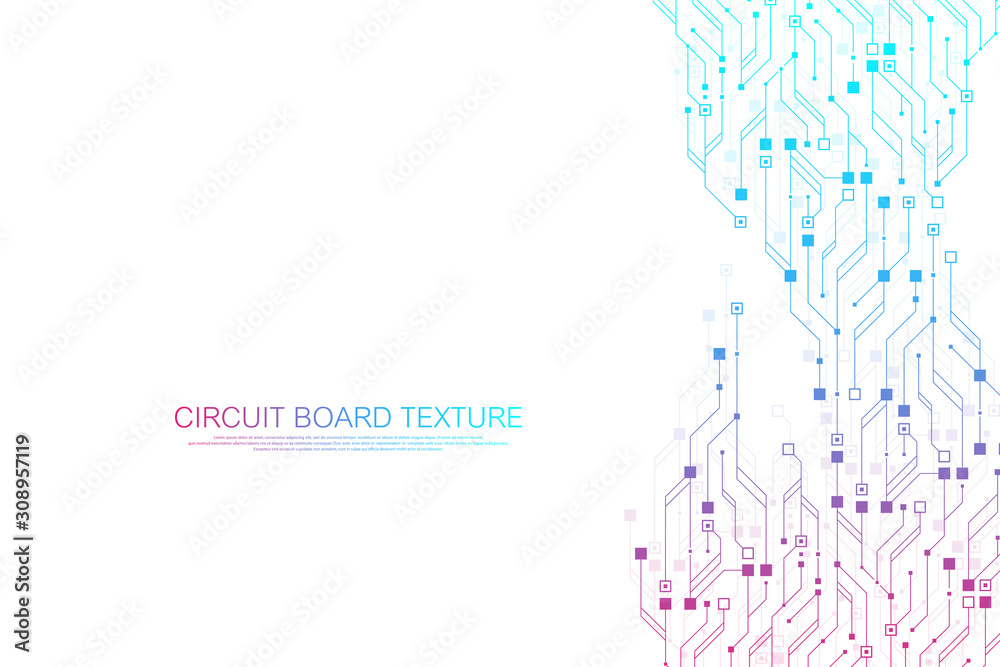 Poster technology abstract circuit board texture background. high-tech futuristic circuit board banner wall