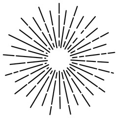 Sun rays drawn symbol. Sun burst, star burst sunshine. Sunlight linear icon isolated on white background. Vector illustration