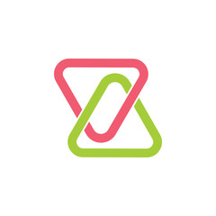 linked triangles colorful logo vector