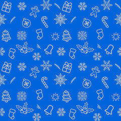 Christmas pattern background with illustrations of lots of Christmas icons. Seamless Christmas winter background. vector illustration