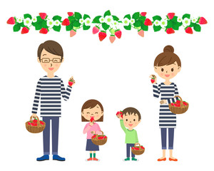 いちご狩りを楽しむ家族　02