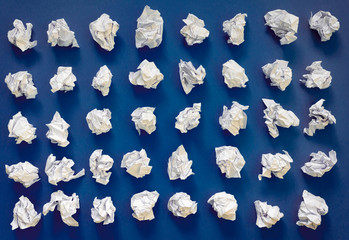 Classic Blue. Color of the Year 2020. Crumpled white paper.