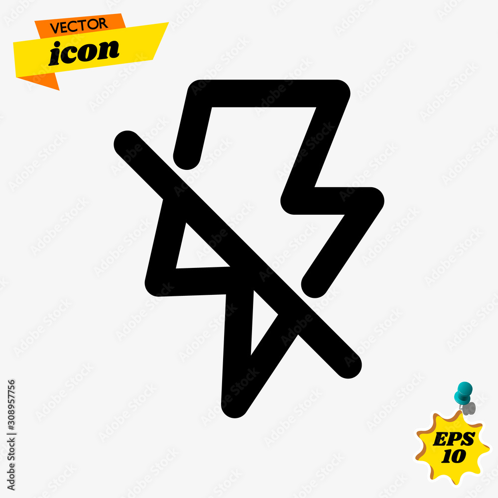 Aufkleber no flash icon. simple outline no flash vector icon. on white background.