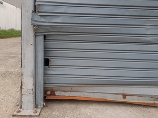Old rolling steel doors gates Damaged