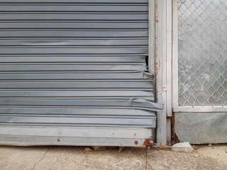 Old rolling steel doors gates Damaged