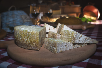 Typical Bergamo cheese from the Taleggio valley 