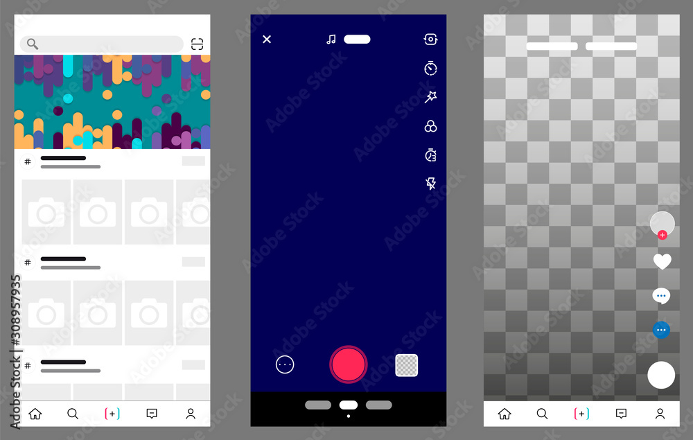 Poster Social network interface app. UI UX KIT Flat design. Vector template application. New Mock up. Mobile mock-up flat style. Web site mobile template.