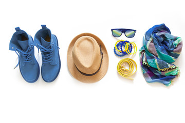 Classic Blue. Color of the Year 2020. Blue suede women boots and accessories.