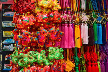 Traditional Chinese souvenirs in gift shop