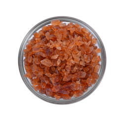 rock sugar in bowl on white background.