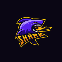 Shark sport mascot gaming logo
