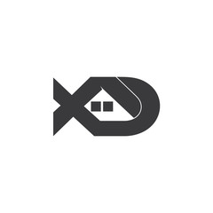 letter xd home shape logo vector