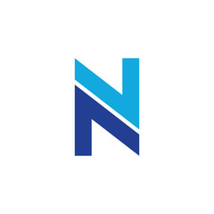 abstract letter n opposite arrow geometric design vector