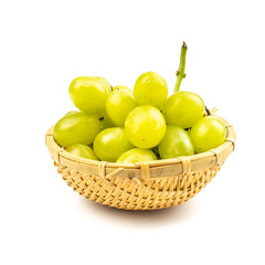 Organic Green grape isolated on white background. Full depth of field.