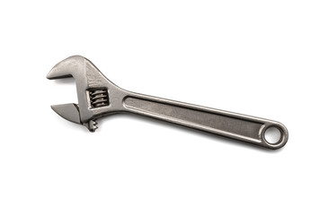 adjustable wrench on white
