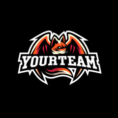 Fox with wings sport e-sport mascot gaming team logo