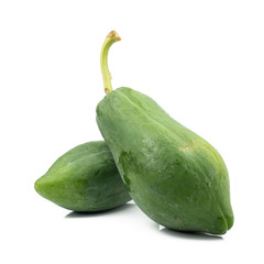 green papaya isolated on white background, ingredient Spicy green papaya salad or somtum Famous food in thailand