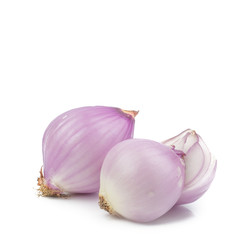 Fresh Shallots isolated on a white background,element of food healthy nutrients and herb vegetable ingredient concept.copy space for text