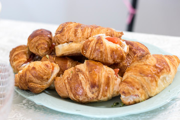 Croissant with salmon and cream