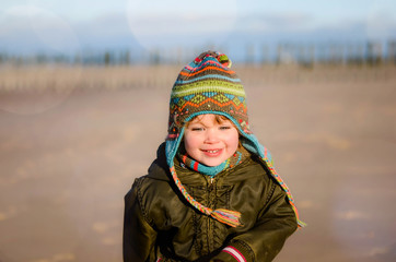 beautiful girl facing the cold in a good mood