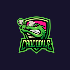 Green Crocodile sport e-sport mascot gaming team logo vector premium