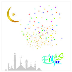 Eid Mubarak with Arabic calligraphy for the celebration of Muslim community festival.