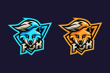 Fox sport e-sport mascot gaming logo template