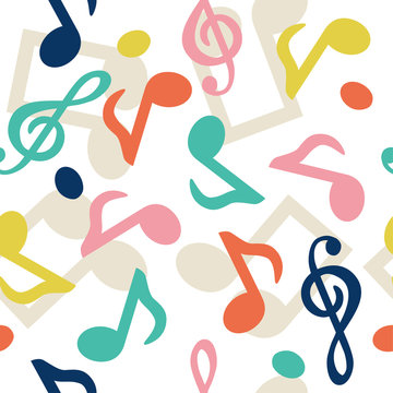 Vector Music Notes Seamless Pattern