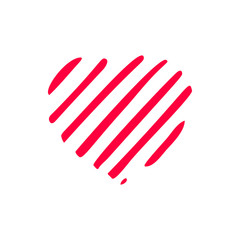 Obraz premium Minimalistic hand drawn red heart icon isolated on white background. Valentine's Day minimal concept. Unique design element. Vector illustration. Can be used for greeting card, invitation, banner, web