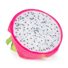Dragon fruit Isolated.  Fresh Pitaya on white background. Top view. Flat lay.
