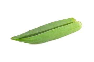 whole fresh Okra on white background