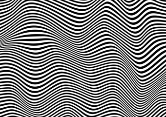 Abstract background in black and white with wavy lines pattern - 308964972