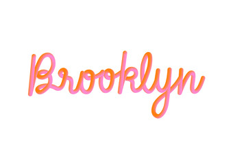 Brooklyn hand lettering with pink and orange 3d effect