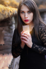 girl with candle in her hand