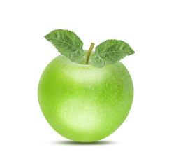 Green apple isolated on white background with clipping path