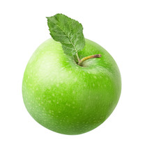 Green apple isolated on white background with clipping path