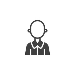 Hairless man avatar vector icon. Male user profile filled flat sign for mobile concept and web design. Young man person glyph icon. People avatar symbol, logo illustration. Vector graphics