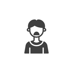 Faceless man with a mustache vector icon. Male user profile filled flat sign for mobile concept and web design. Young man avatar glyph icon. People avatar symbol, logo illustration. Vector graphics