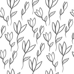 vector snowdrop flower pattern illustration, white background black and white drawing