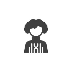 Curly hair boy avatar vector icon. filled flat sign for mobile concept and web design. Faceless country boy glyph icon. Symbol, logo illustration. Vector graphics
