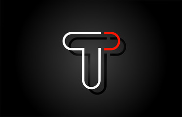 white red letter T alphabet logo design icon for company