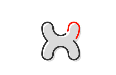 black red grey letter X alphabet logo design icon for company