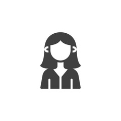 Faceless girl avatar vector icon. Female user filled flat sign for mobile concept and web design. Woman portrait glyph icon. Symbol, logo illustration. Vector graphics