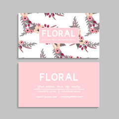 Flower business cards pink flowers