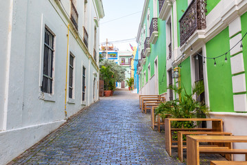Fototapeta na wymiar Colorful Architectural Photo Taken in Old San Juan Puerto Rico