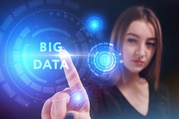 Business, Technology, Internet and network concept. Young businessman working on a virtual screen of the future and sees the inscription: