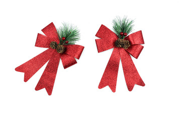 Red bow isolated on white background