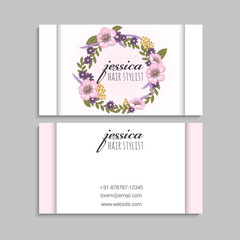 Flower business cards pink flowers